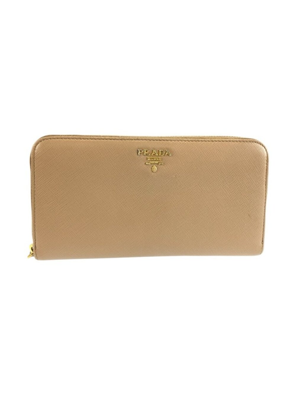 Prada Saffiano Wallet Beige Gold Leather